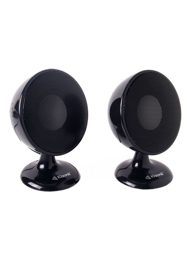 Kisonli - 2-Piece USB Input Portable Mini Speaker Set Black - Image 1