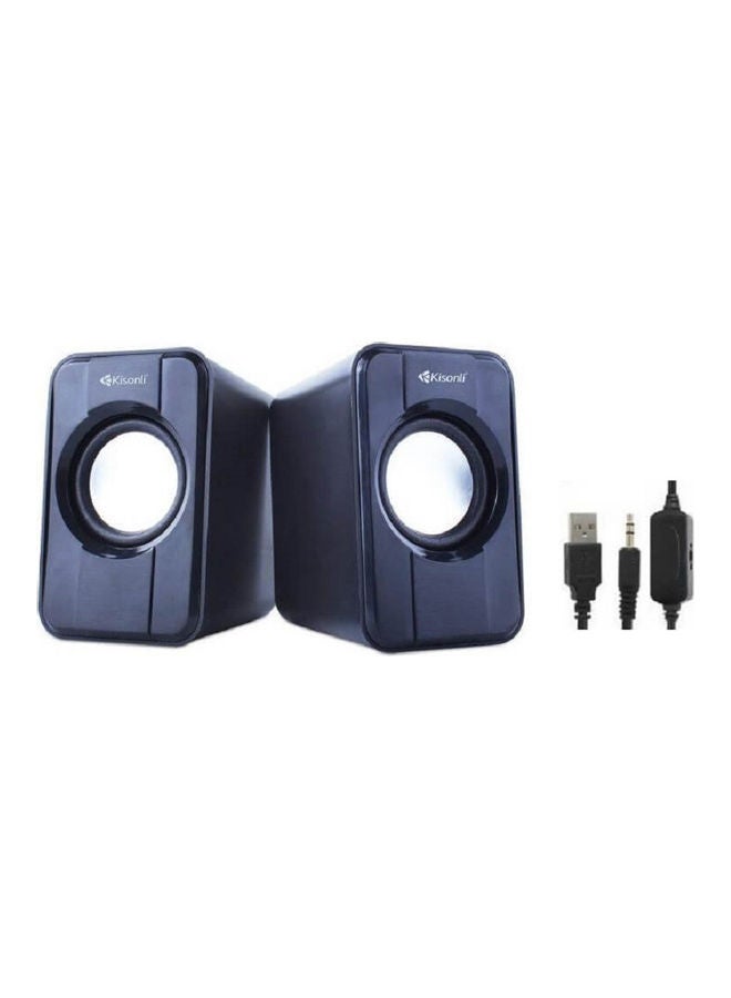 Kisonli - 2-Piece USB Input Portable Mini Speaker Set Black - Image 1
