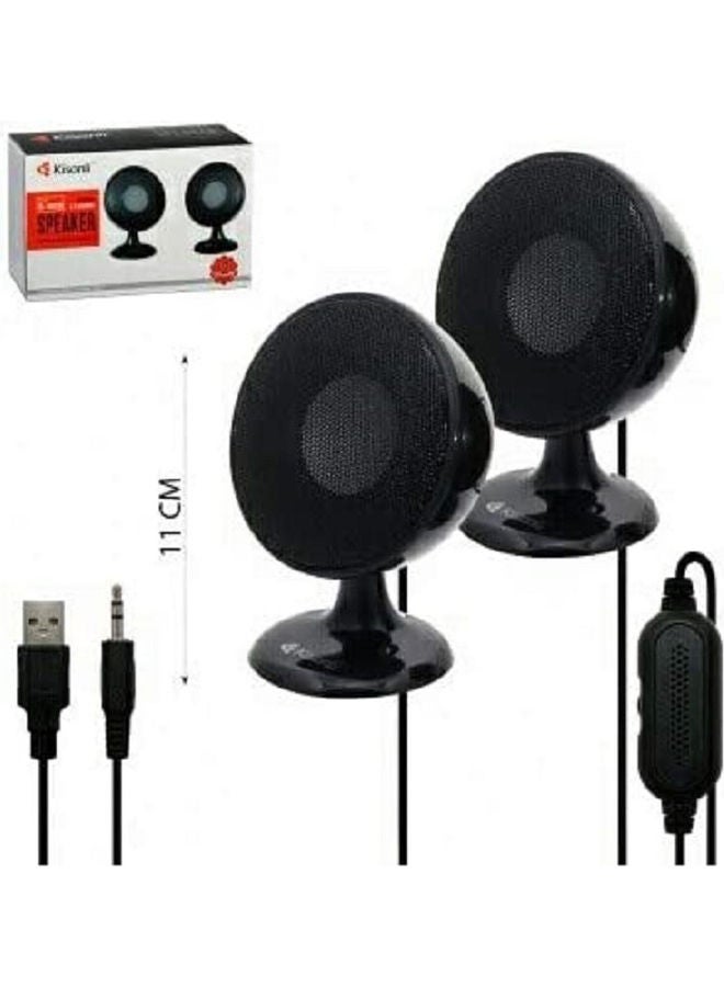 Kisonli - 2-Piece USB Input Portable Mini Speaker Set Black - Image 1