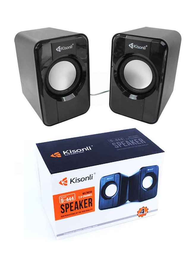 Kisonli - 2-Piece USB Input Portable Mini Speaker Set Black - Image 1