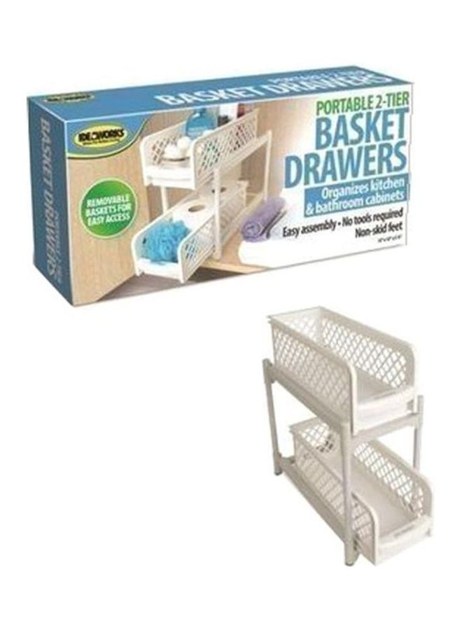 Two Tier Basket Drawer White 20.47inch