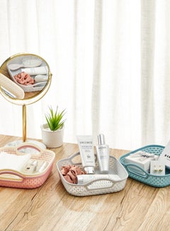 LAWAZIM 4-Piece Rectangular Plastic Storage Basket Set Multicolour 20.5x19.5x4.5cm  - Image 3