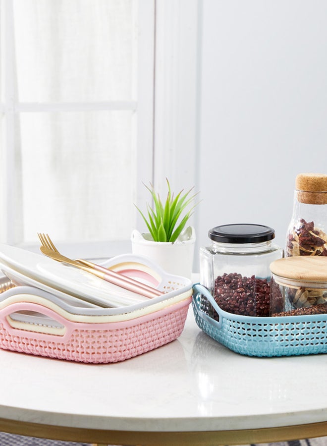 LAWAZIM 4-Piece Rectangular Plastic Storage Basket Set Multicolour 20.5x19.5x4.5cm - Image 4