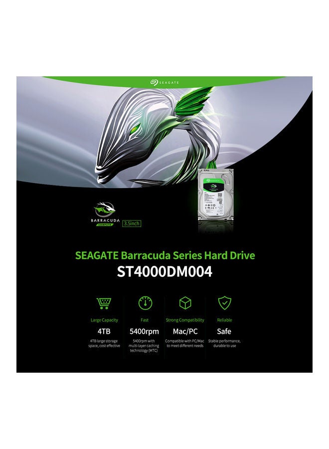 Seagate - BarraCuda Series ST4000DM004 3.5 inch Mechanical Hard Disk SATA Internal HDD 4TB 5400RPM 256MB Cache for PC/Mac 4 TB - Image 1