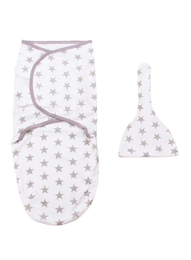 Generic 2-Piece Cotton Swaddle And Cap Set 