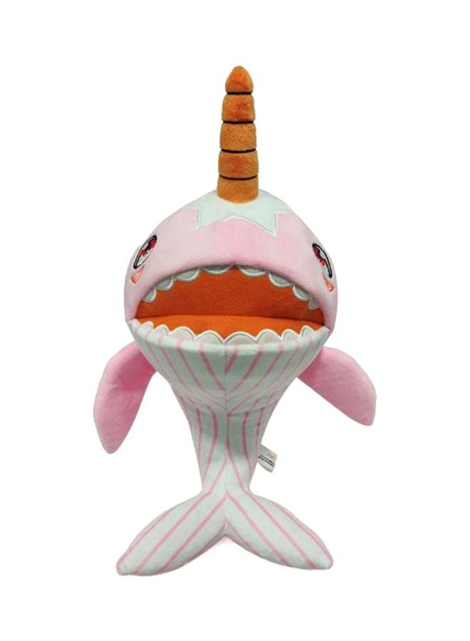 دمية محشوة على بتصميم قرش وردي/ أبيض/ بني 30سم