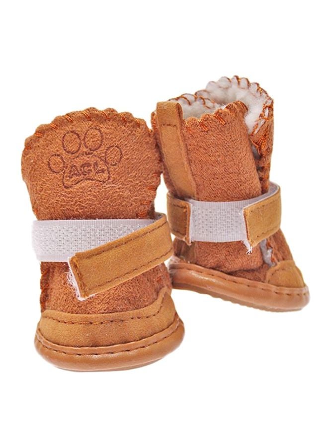 4-Piece Fur Snow Boots Set Coffee 4.8x4cm - Image 1