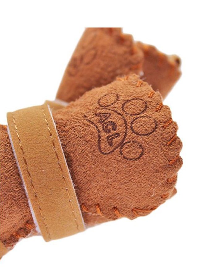 4-Piece Fur Snow Boots Set Coffee 4.8x4cm - Image 2