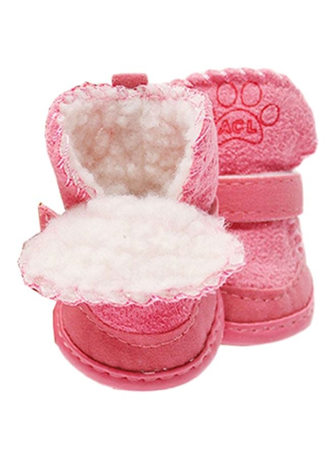 4-Piece Fur Snow Boots Set Pink 4.8x4cm