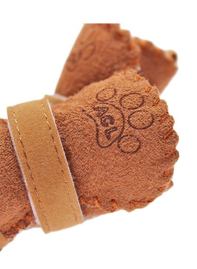 طقم حذاء بوت للثلج مزين بفراء مكون من 4 قطع بلون القهوة 6.4x5.1سم - Image 2