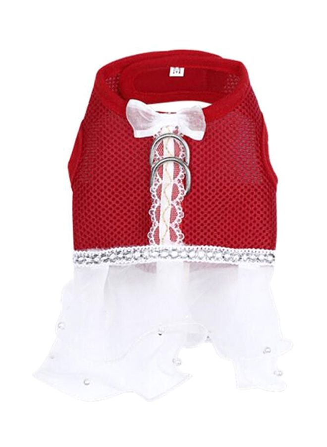 Generic Short Skirt Tutu Harness Pet Dress Red/White M 