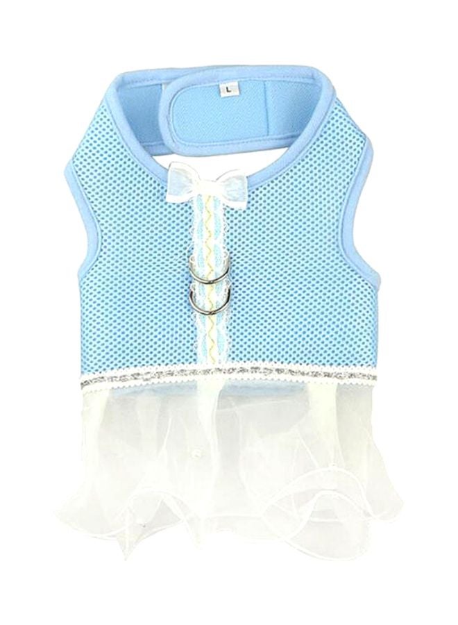 Generic Short Skirt Tutu Harness Pet Dress Blue/White S 