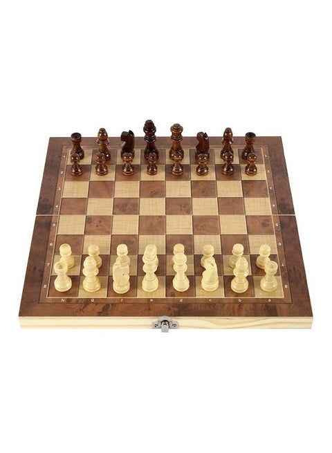 3-In-1 Wooden Chess, Checkers And Backgammon Suit