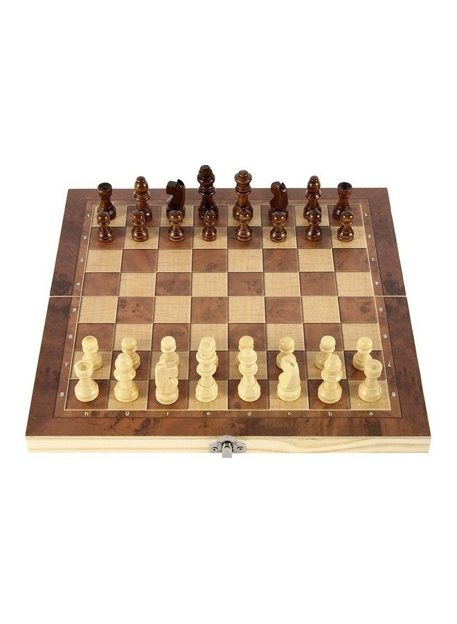 3-In-1 Wooden Chess, Checkers And Backgammon Suit