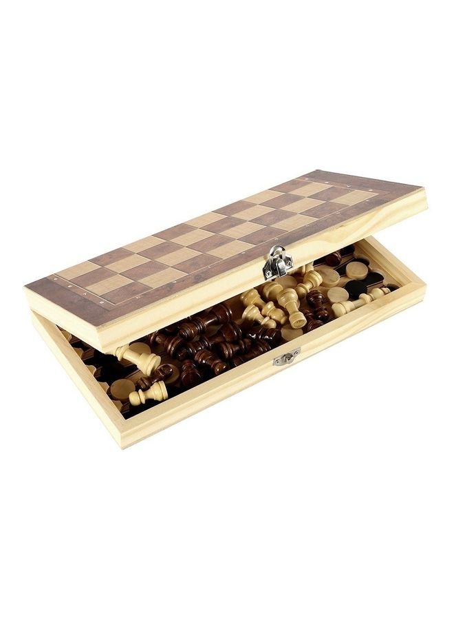 3-In-1 Wooden Chess, Checkers And Backgammon Suit
