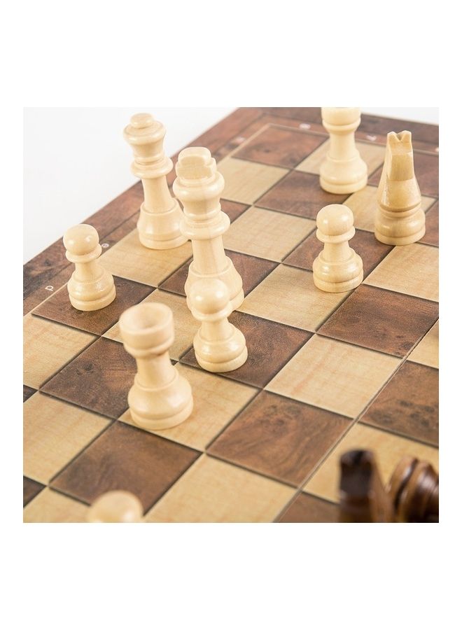 3-In-1 Wooden Chess, Checkers And Backgammon Suit