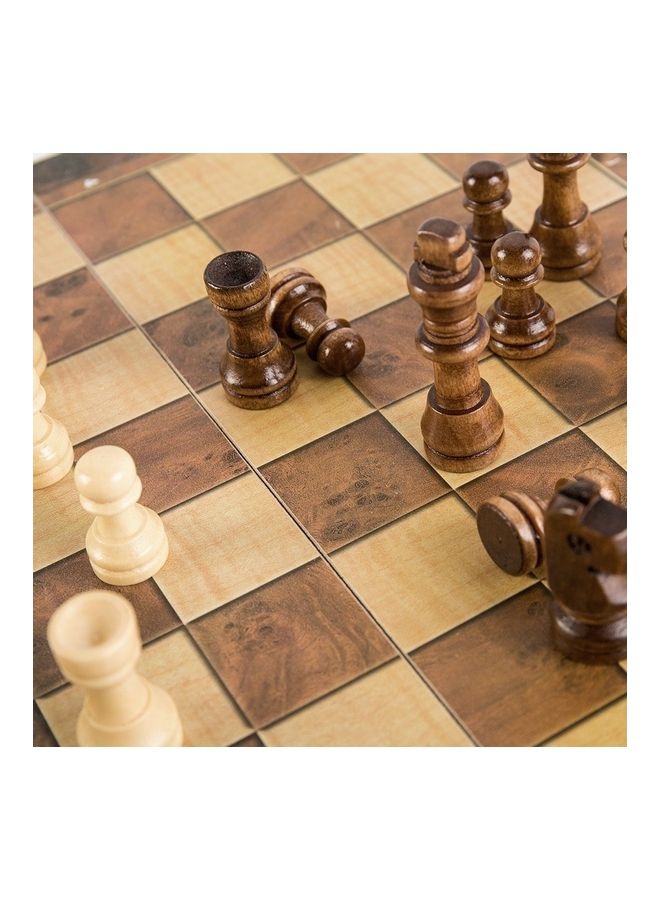 3-In-1 Wooden Chess, Checkers And Backgammon Suit