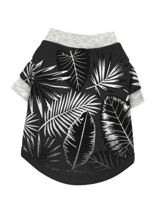 Generic Leaves Printed Pet T-Shirt Black/White S - Image 1
