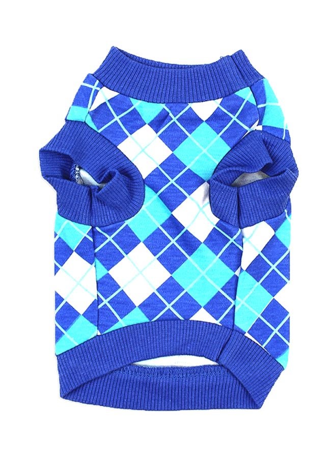 Generic Check Pattern T-Shirt Blue/White M  - Image 1
