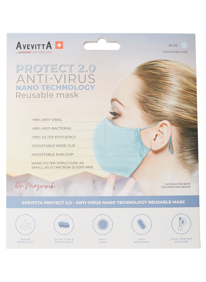 AVEVITTA SWITZERLAND - Protect 2.0 Anti-Virus Reusable Mask Blue - Image 1