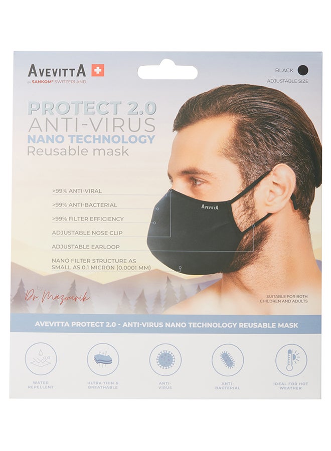 AVEVITTA SWITZERLAND Protect 2.0 Anti-Virus Reusable Mask Black - Image 1