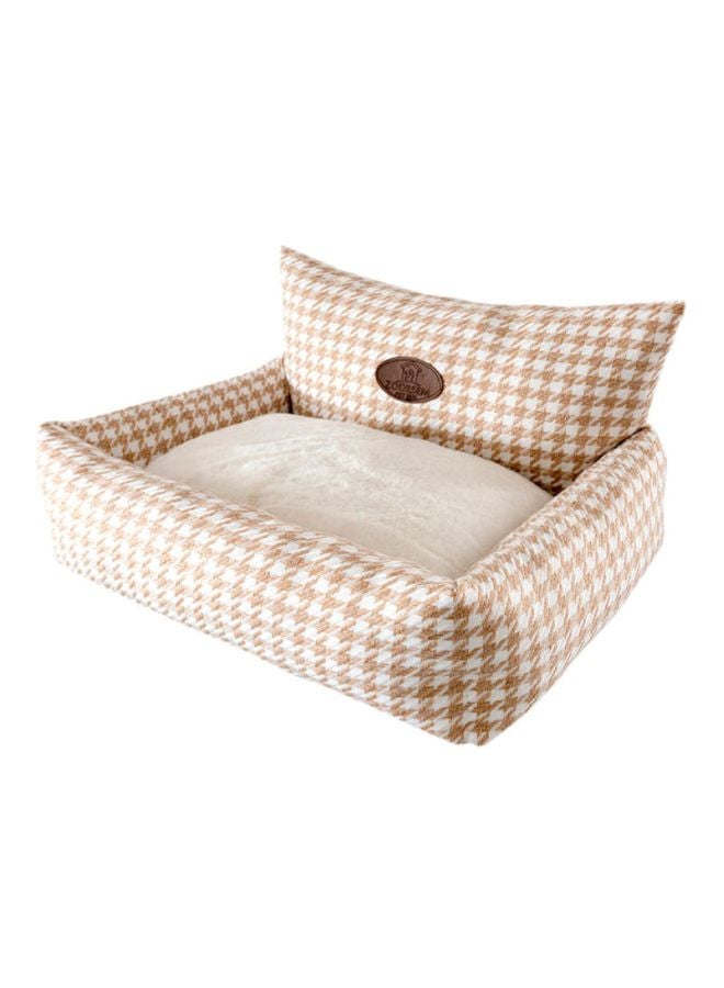 سرير صغير منقوش لتدفئة الحيوانات الأليفة سهل التنظيف من الأوساخ أبيض/بيج 45x15سم - Image 2