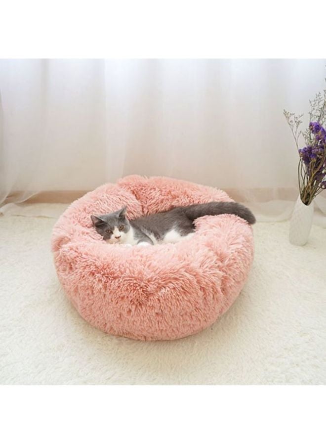 Soft Plush Round Pet Bed Pink 28x16x28cm - Image 2