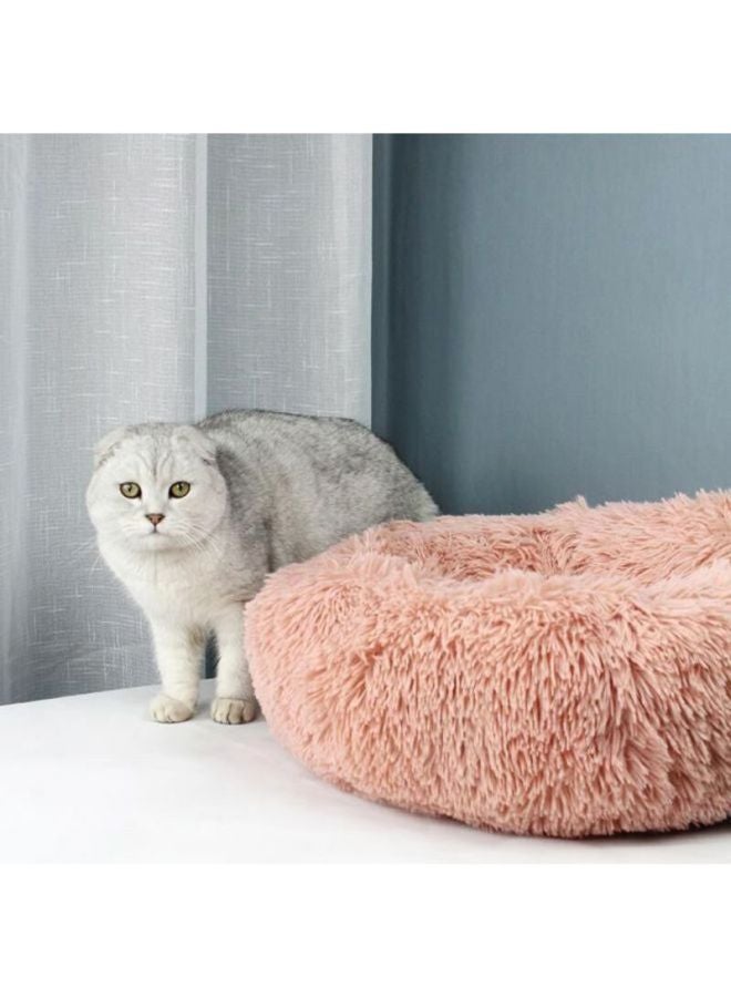 Soft Plush Round Pet Bed Pink 28x16x28cm - Image 3