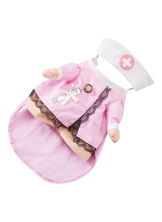 2-Piece Cat Nurse Costume Pink/White 38-45cm - Image 1