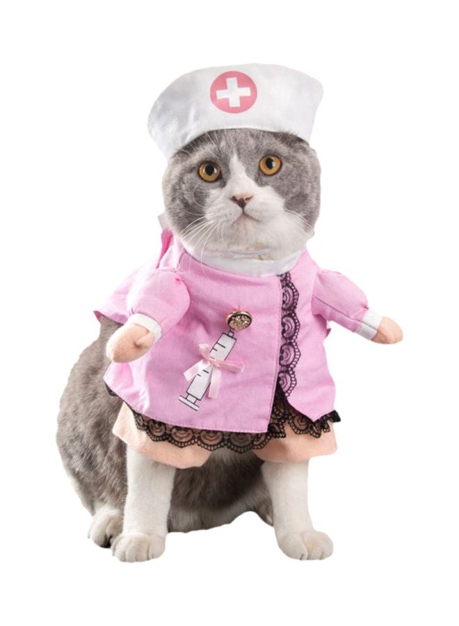 2-Piece Cat Nurse Costume Pink/White 38-45cm - Image 2
