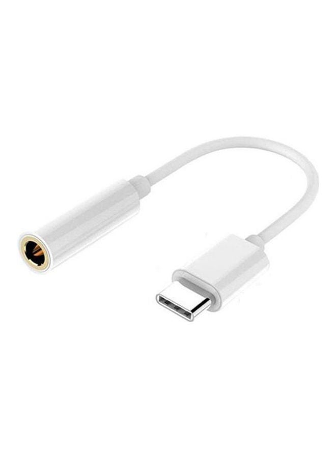 محول وموصل من USB Type C إلى مقبس أنثى مقاس 3.5 مم مناسب لسماعة الرأس وسماعة الأذن وكابل الصوت Aux لهواتف HTC وموتو وجالاكسي أبيض 