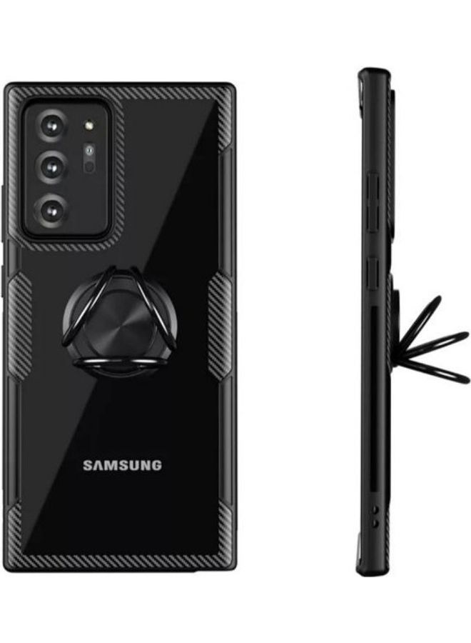 Generic - For Samsung Note 20 Ultra Case Clear Military Armor Dual Layer Protective Cover With Metal Ring Kickstand For Samsung Note 20 Ultra Black - Image 1