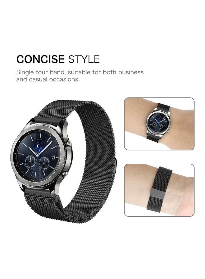Generic - Premium Solid Milanese Stainless Steel Watch Bands Link Bracelet Strap For Samsung Gear S3 Classic  S3 Frontier Galaxy Smart Watch Fitness Black - Image 1