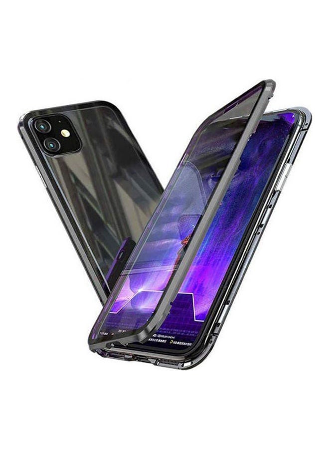 360 Degree Two Pieces Magnetic Metal Blank From The Front And Cover With Glass From The Back For Iphone 11 Max Pro 6.5 Clear / Black - Image 1