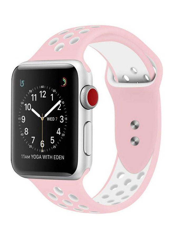 Generic - Sport Band Apple Watch 42Mm 44Mm Silicone Strap Replacement Wristband Iwatch Series 4/3/2/1 Nike- S/M - (/) Pink/White - Image 1