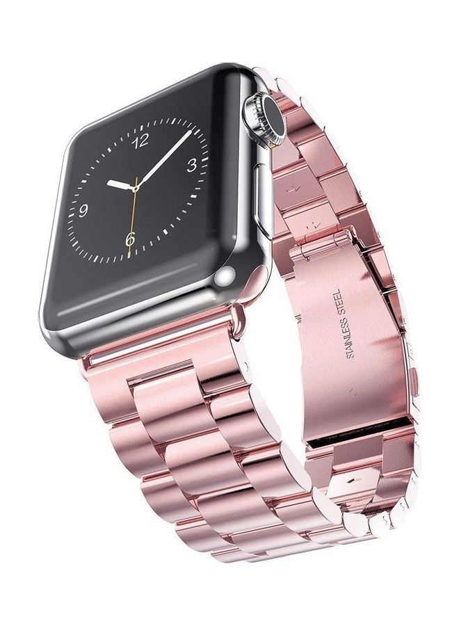 سوار بديل من الستانلس ستيل لساعة أبل مقاس 42 مم و44 مم للرجال والنساء وسوار معصم رياضي قابل للتعديل للساعة الذكية آي ووتش سيريز 4/3/2/1 وردي - Image 2