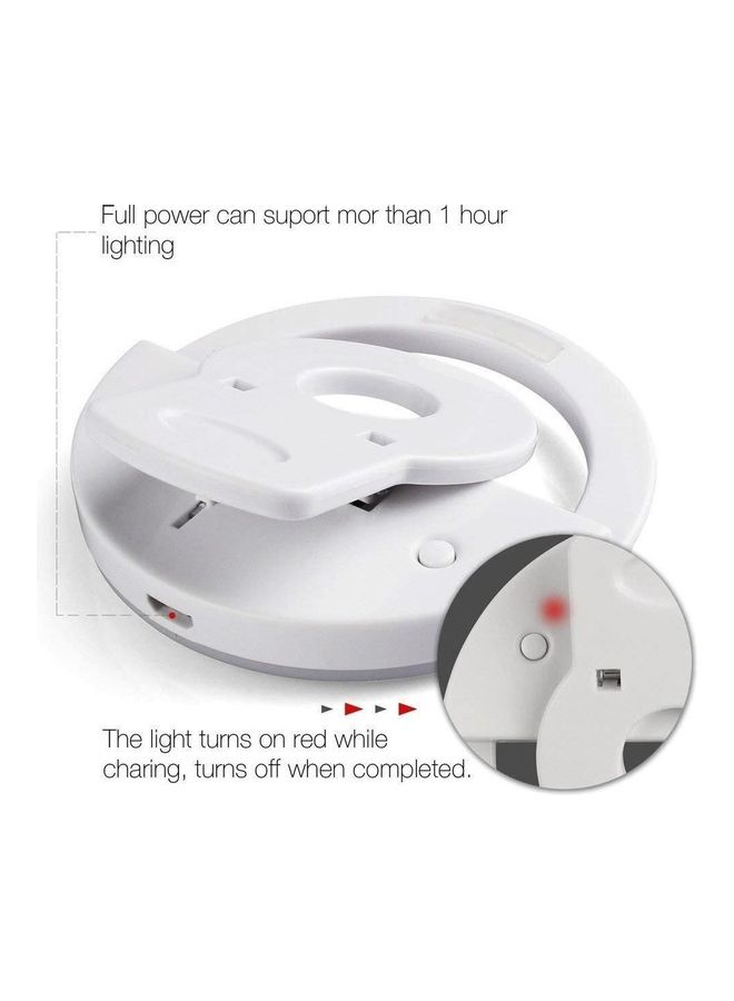 Clip On Selfie Ring Light (Rechargeable Battery) With 36 LED For Smart Phone Camera Round Shape White - Image 2