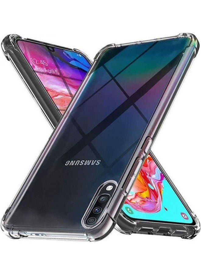 جراب King Kong المقاوم للكسر لهاتف Samsung A70 من الكريستال مع لوحة خلفية من البلاستيك الصلب الشفاف ومصد جل TPU الناعم
