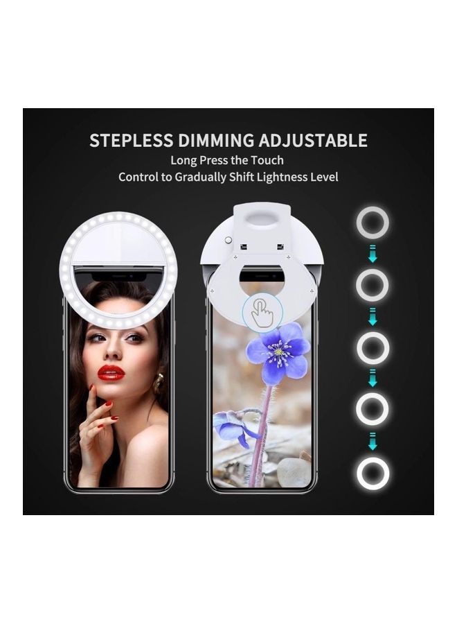 Selfie Phone Camera Ring Light with [Rechargeable] 36 LED Light, 3-Level adjustable Brightness On-Video Lights Clips On Night Makeup Light Compatible for iPhone Samsung Photography (White) White  - Image 2