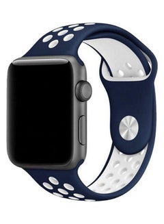 Soft Silicone Replacement Strap Sport Band Strap For Apple Watch 42Mm  And White/Blue