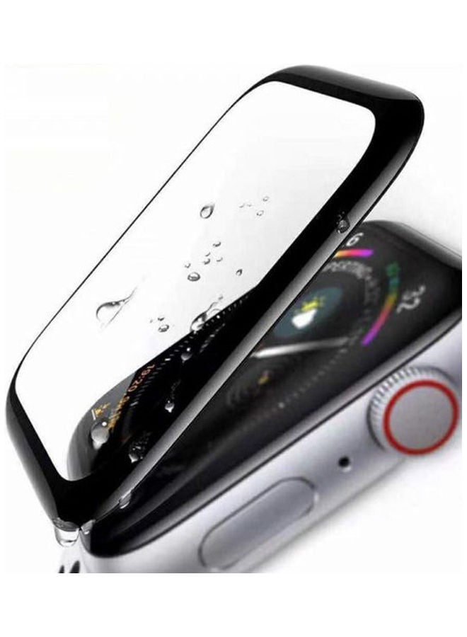 لاصقة حماية للشاشة 3D من الزجاج المقوى وبتغطية كاملة ومقاومة للخدوش ودقة عالية الوضوح لساعة أبل الذكية سلسلة 4/3/2/1 مقاس 42 مم شفاف/أسود - Image 1
