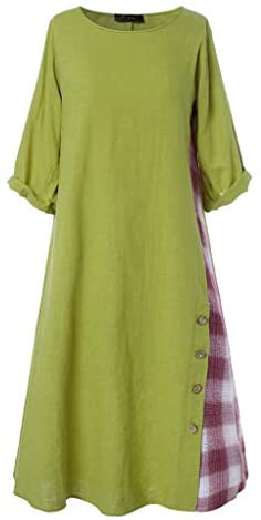 Patchwork 3/4 Sleeves High Low Hem Plus Dress Green - Image 2