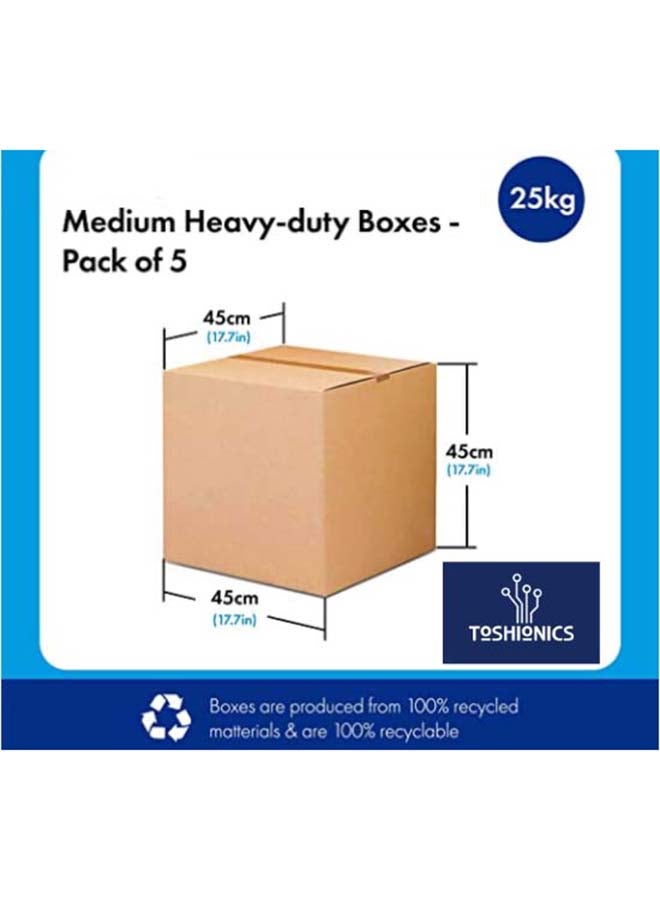 Toshionics Pack Of 5 Large Double Wall 100% Recyclable Corrugated Cardboard Moving Boxes Brown  - Image 2