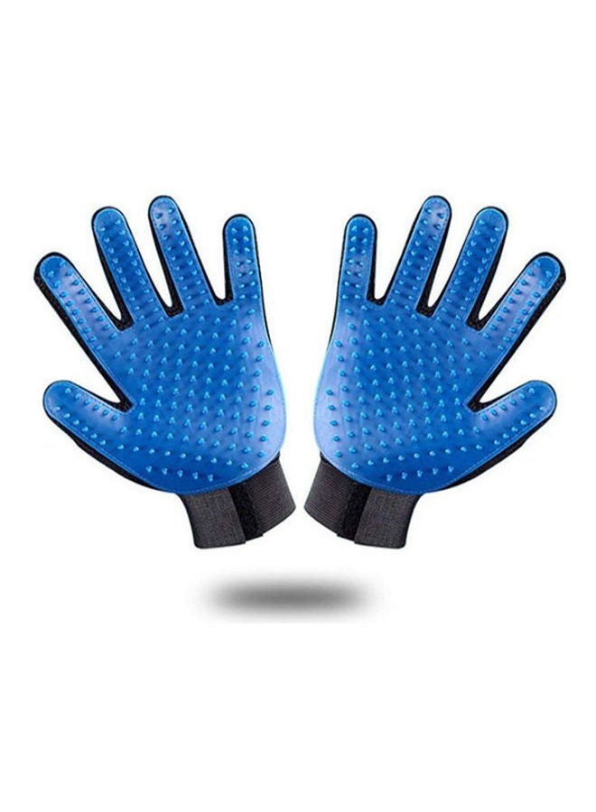 Generic 1 Pair Pet Grooming Glove Gentle Deshedding Brush Gloves Massage Tool for Dog Cat Blue/black