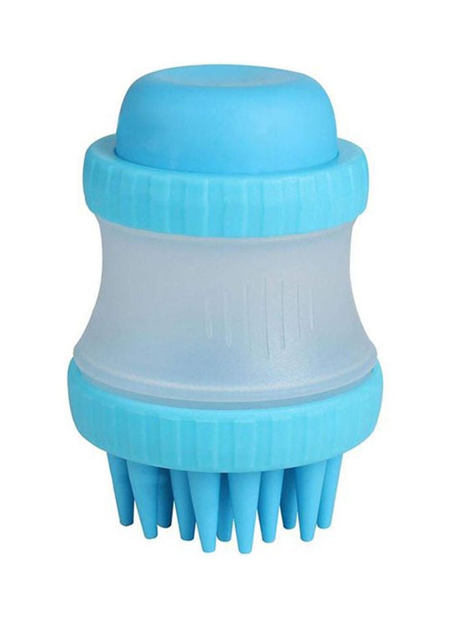 Generic Pet Dog Cat Bath & Massage Brush, Pet Scrubber Shampoo Dispenser Silicone Brush Bristle Pet Cleaning Device Wahser Bathing Comb Tool Clear/blue