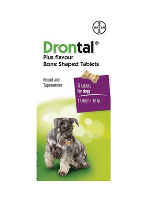 Drontal Plus For Dogs - Bone Shaped Worming Tablets - 1 Tablet Multicolour