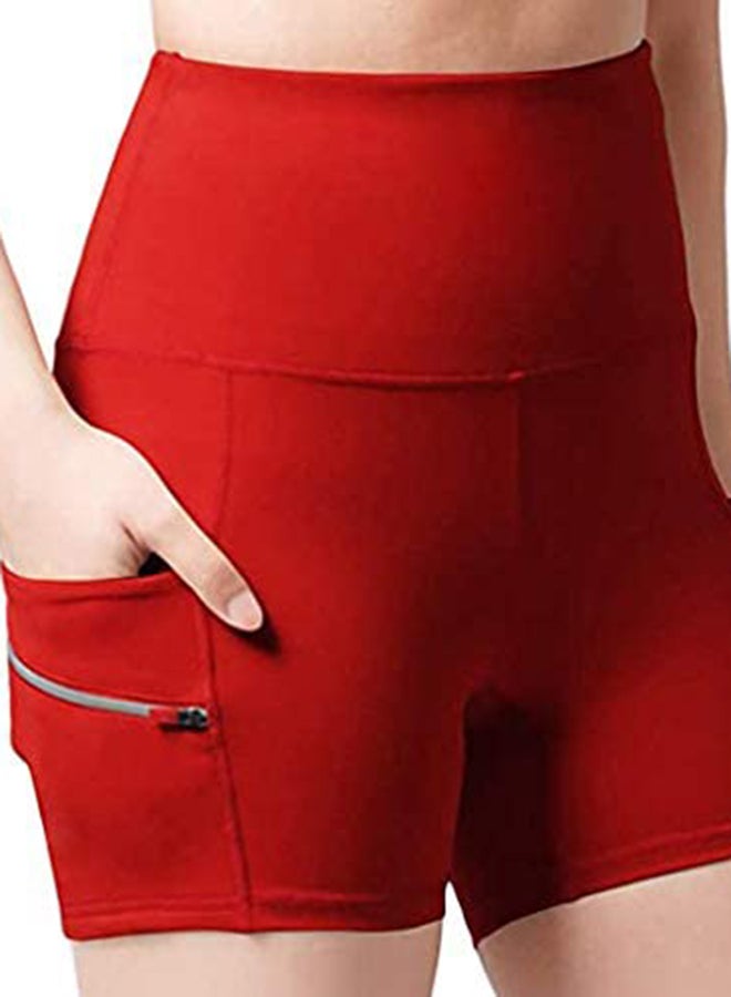 Plain Casual Shorts Red  - Image 2