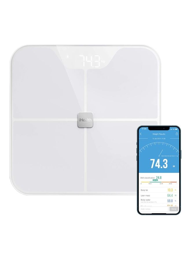 ميزان رقمي نيكسوس BMI أبيض 12.05x12.05x1.05بوصة - Image 1
