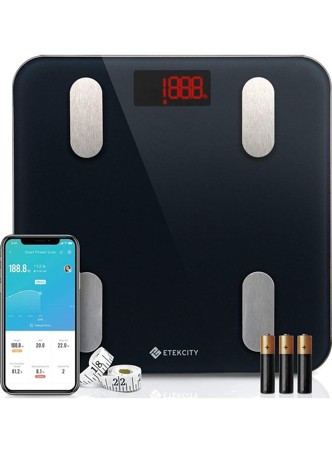 ETEKCITY Smart Digital Bathroom Scale Black/Silver 11.8x11.8x1inch  - Image 1