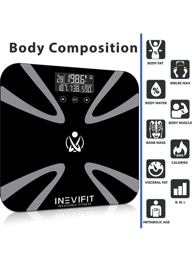 INEVIFIT - Digital Bathroom Scale Black/White 12x12x0.9inch - Image 1
